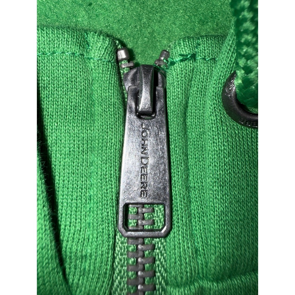 John Deere Mens XXL Green Quarter Zip Hoodie Fleece Pullover Sweatshirt - Picture 9 of 9